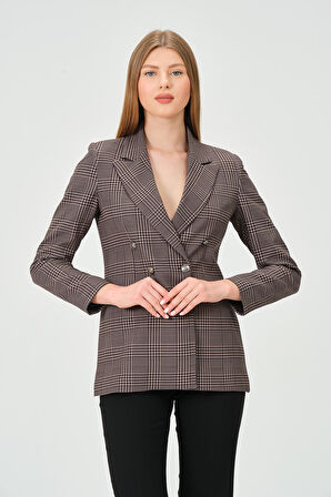 Desenli kumaştan Blazer Ceket 