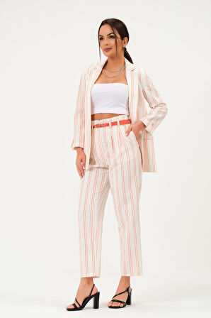 Keten Çizgili Blazer Ceket