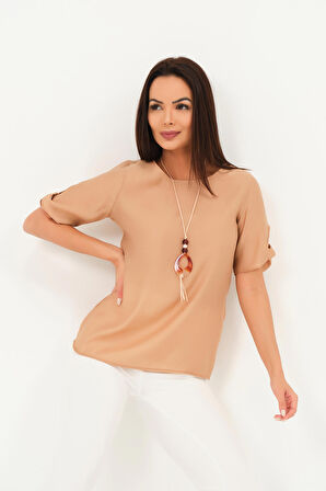 Keten Görünümlü Yazlık Bluz