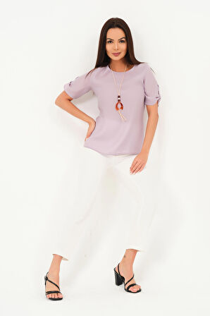 Keten Görünümlü Yazlık Bluz