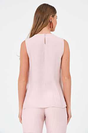 Omuzu Düğmeli Kolsuz Bluz