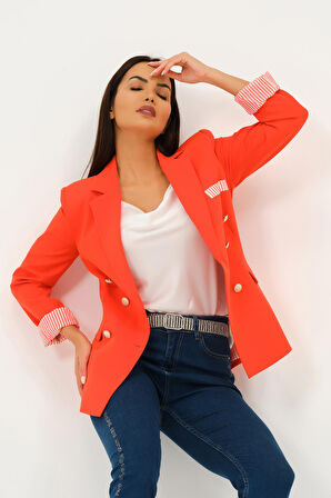 Kontrast Astarlı Blazer Ceket