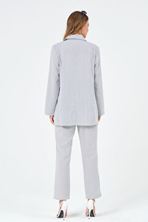 Çizgili Oversize Form Yazlık Blazer Ceket 