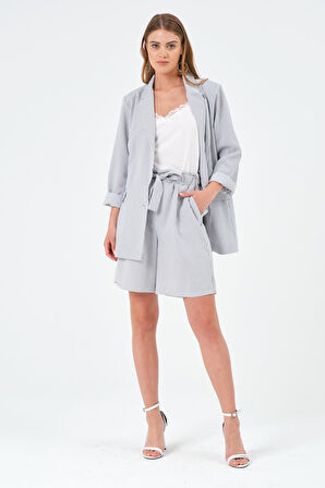 Çizgili Oversize Form Yazlık Blazer Ceket 