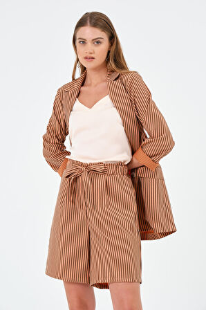 Çizgili Oversize Form Yazlık Blazer Ceket 