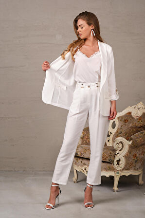 Aksesuarlı Yazlık Keten Pantolon