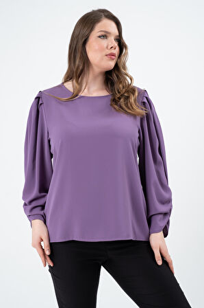 Büyük Beden Kolları Büzgülü Bluz
