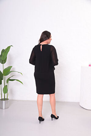 Büyük Beden Çift Katlı Elbise