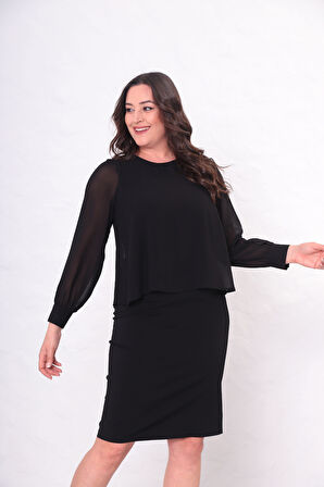 Büyük Beden Çift Katlı Elbise