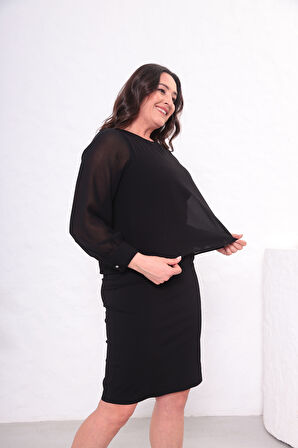 Büyük Beden Çift Katlı Elbise