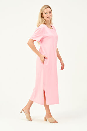 Düz Kesim Cepli Örme Elbise