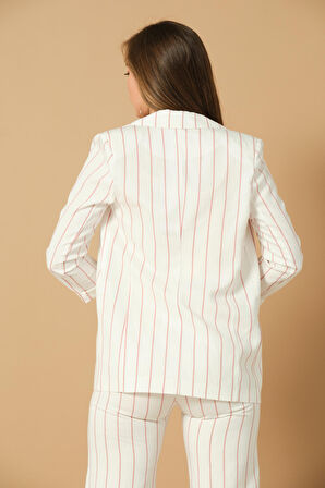 Çizgili Yazlık Blazer Ceket