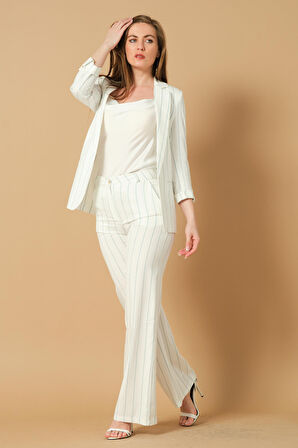 Çizgili Yazlık Blazer Ceket