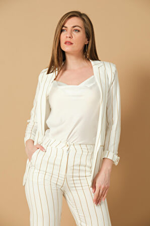 Çizgili Yazlık Blazer Ceket