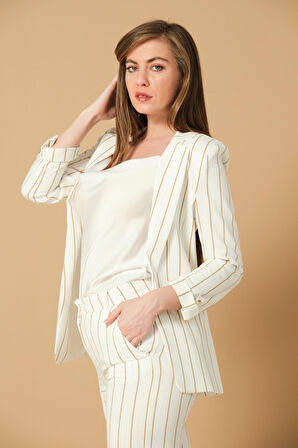 Çizgili Yazlık Blazer Ceket