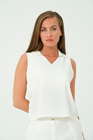 Yakalı Kolsuz Şık Bluz