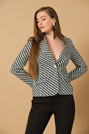 Desenli Fit Form Blazer Ceket