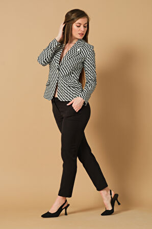 Desenli Fit Form Blazer Ceket