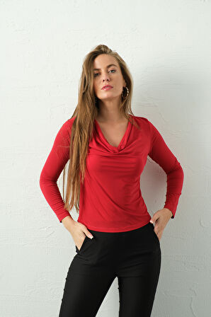 Dökümlü Yakalı BodyCorn Bluz