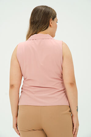 Büyük Beden Yakalı Kolsuz Bluz