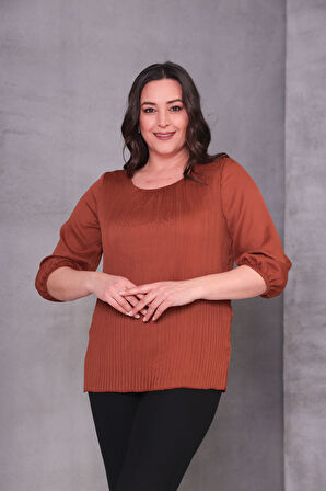 Büyük Beden Pilise Detaylı Bluz