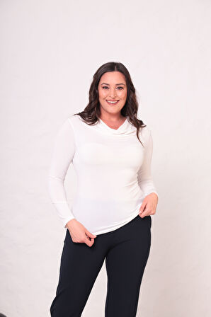 Büyük Beden Dökümlü Yakalı Bodycorn Bluz