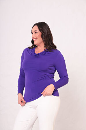 Büyük Beden Dökümlü Yakalı Bodycorn Bluz