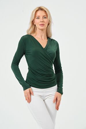 Önü Kuruvaze Büzgülü BodyCorn Bluz