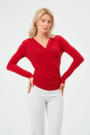 Önü Kuruvaze Büzgülü BodyCorn Bluz