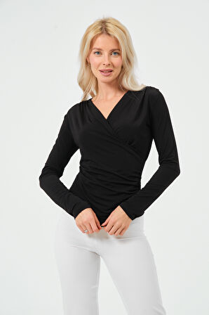 Önü Kuruvaze Büzgülü BodyCorn Bluz