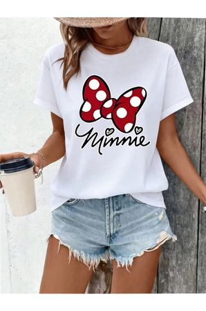 Unisex Minnie Fiyonk Baskılı Tasarım Tshirt