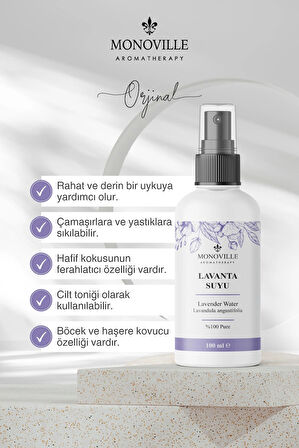 Lavanta Suyu 100 ml Cam Şişe %100 Saf ve Doğal Sprey Başlıklı (Lavender Water)