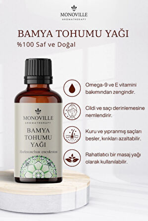 Bamya Tohumu Yağı 30 ml Soğuk Sıkım %100 Saf ve Doğal (Okra Seed Oil)