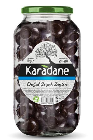 Karadane Doğal Siyah Zeytin 231 - 260  Kalibre 1Kg