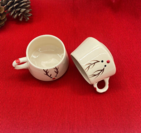 Tardan Betty El Yapımı Geyik Desenli Fincan -190 ml   ( 2  Adet)