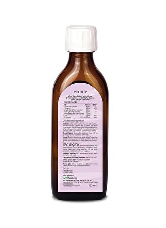 Voop Beta Glukan 1,3/1,6 Kara Mürver, Vitamin C, Çinko Şurup 150 ml