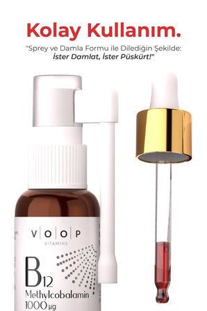 Voop Vitamin B12 Methylcobalamin 1000 mg Sprey-Damla 10 ml