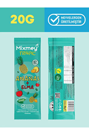 Mixmey Tropik Meyve Bar Serisi 10 Adet | Vegan Ve Glutensiz Sağlıklı Atıştırmalıklar - 20gr X 10 Adet
