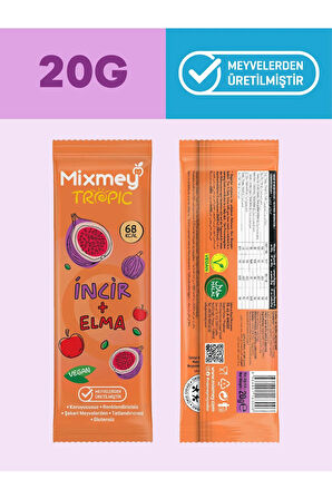Mixmey Tropik Meyve Bar Serisi 10 Adet | Vegan Ve Glutensiz Sağlıklı Atıştırmalıklar - 20gr X 10 Adet