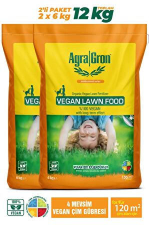 AGRAGRON VEGAN LAWN FOOD ÇİM GÜBRESİ TOZ FORM 2X6 KG