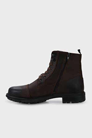 Lumberjack Ramones 1Pr Yuvarlak Burun Kısa Topuk Bağcıklı Outdoor Haki Askeri Bot Deri