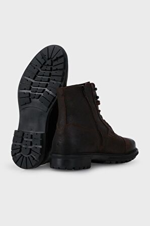 Lumberjack Ramones 1Pr Yuvarlak Burun Kısa Topuk Bağcıklı Outdoor Haki Askeri Bot Deri