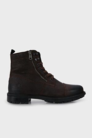 Lumberjack Ramones 1Pr Yuvarlak Burun Kısa Topuk Bağcıklı Outdoor Haki Askeri Bot Deri