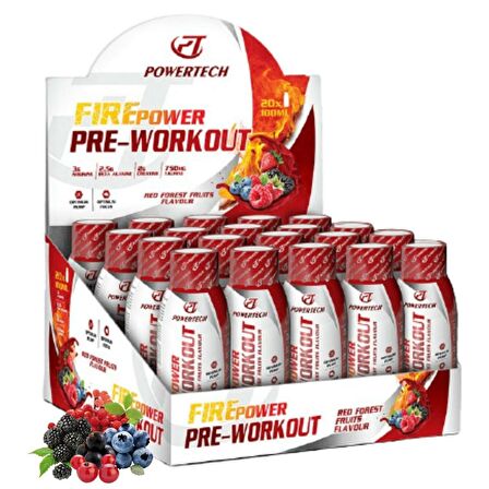 Firepower Pre-Workout ( Beta Alanine - Taurin - Betain ) 100 Ml 20 Shot Orman Meyveli