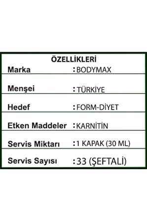 Bodymax Thermomax L Carnitine Sıvı 3000 Mg 33 Servis Şeftali
