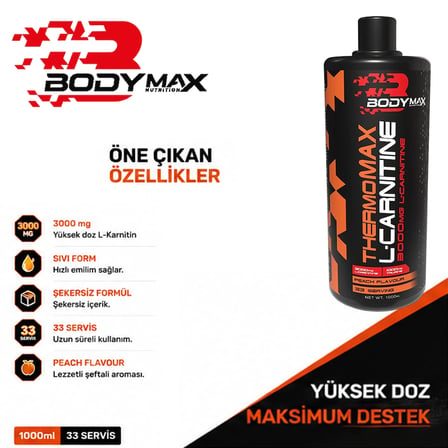 Bodymax Thermomax L Carnitine Sıvı 3000 Mg 33 Servis Şeftali