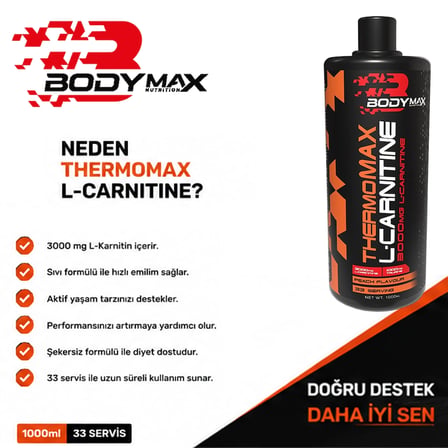 Bodymax Thermomax L Carnitine Sıvı 3000 Mg 33 Servis Şeftali