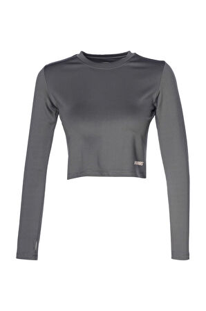 Kadın Hml Dolby Crop Uzun Kol T-Shirt - Gri | L