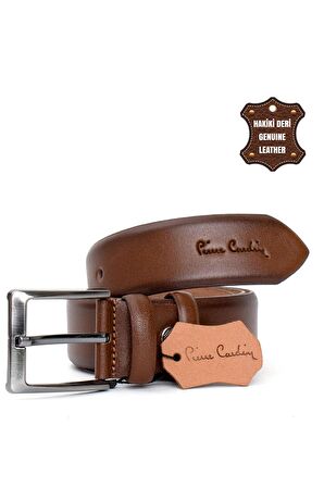 Pierre Cardin PC401 Erkek 4 cm Hakiki Deri Kemer Camel