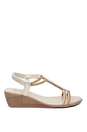 Guja 24Y145-1 Kadın Dolgu Topuk Sandalet Altın